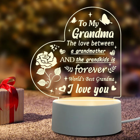 Grandmas Engraved Crystal Night Light Perfect Gift for Her